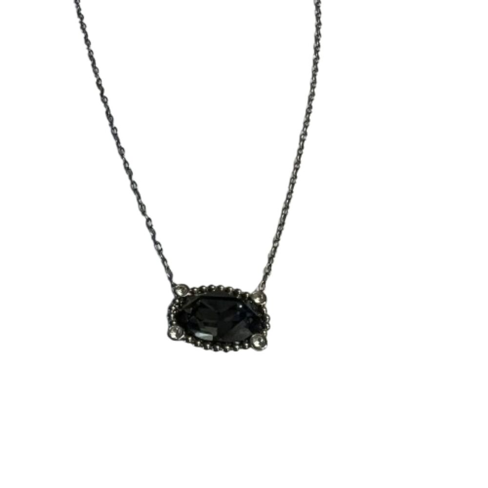 Swarovski Rosette Dark Colored Black Top Stone Necklace - Picture 3 of 12